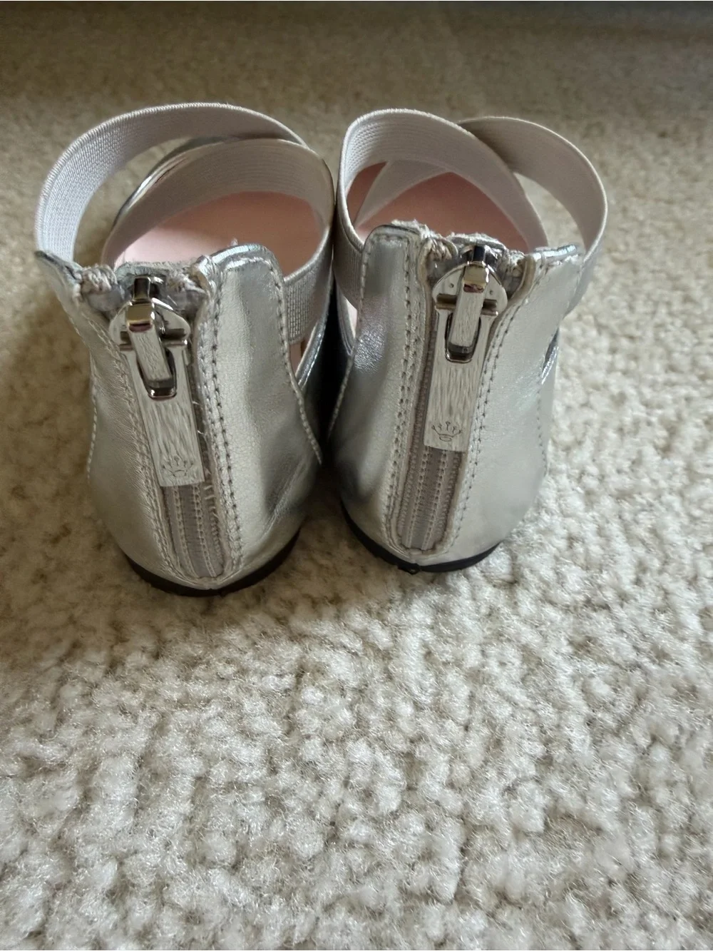 Nina Girls Silver Cross-Strap Dress Flats